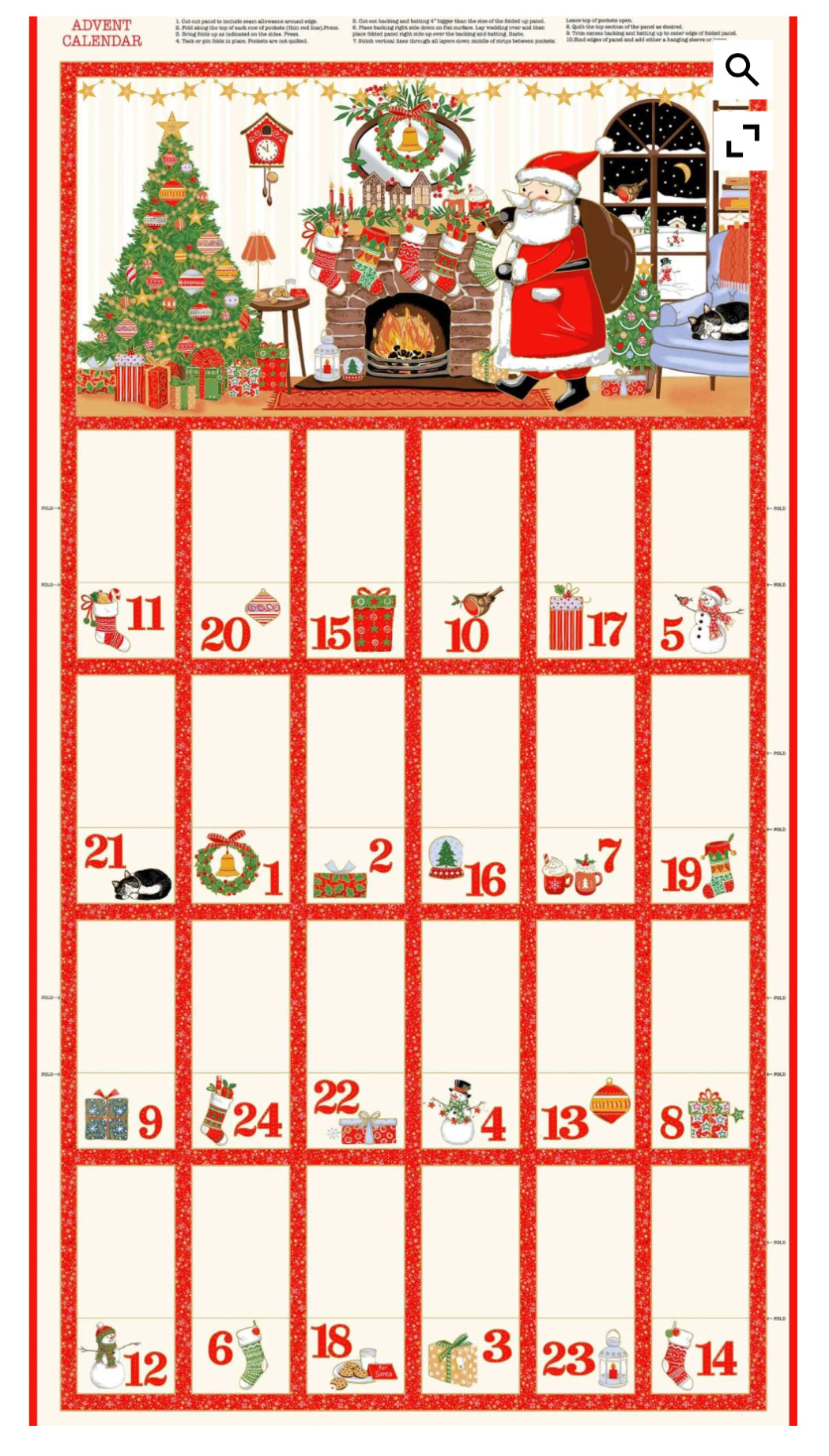 Jolly Saint Nick -  Advent Calendar Panel 128 By Makower UK