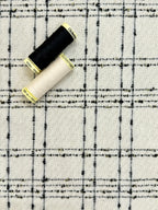 Pale Ivory And Black Check Wool Blend