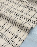 Pale Ivory And Black Check Wool Blend