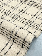 Pale Ivory And Black Check Wool Blend