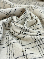 Pale Ivory And Black Check Wool Blend