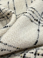 Pale Ivory And Black Check Wool Blend