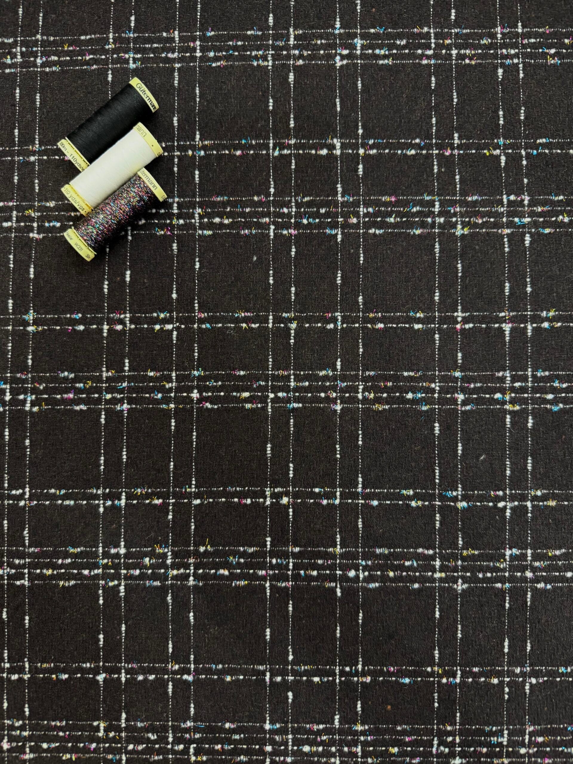 Black And White Check Wool Blend