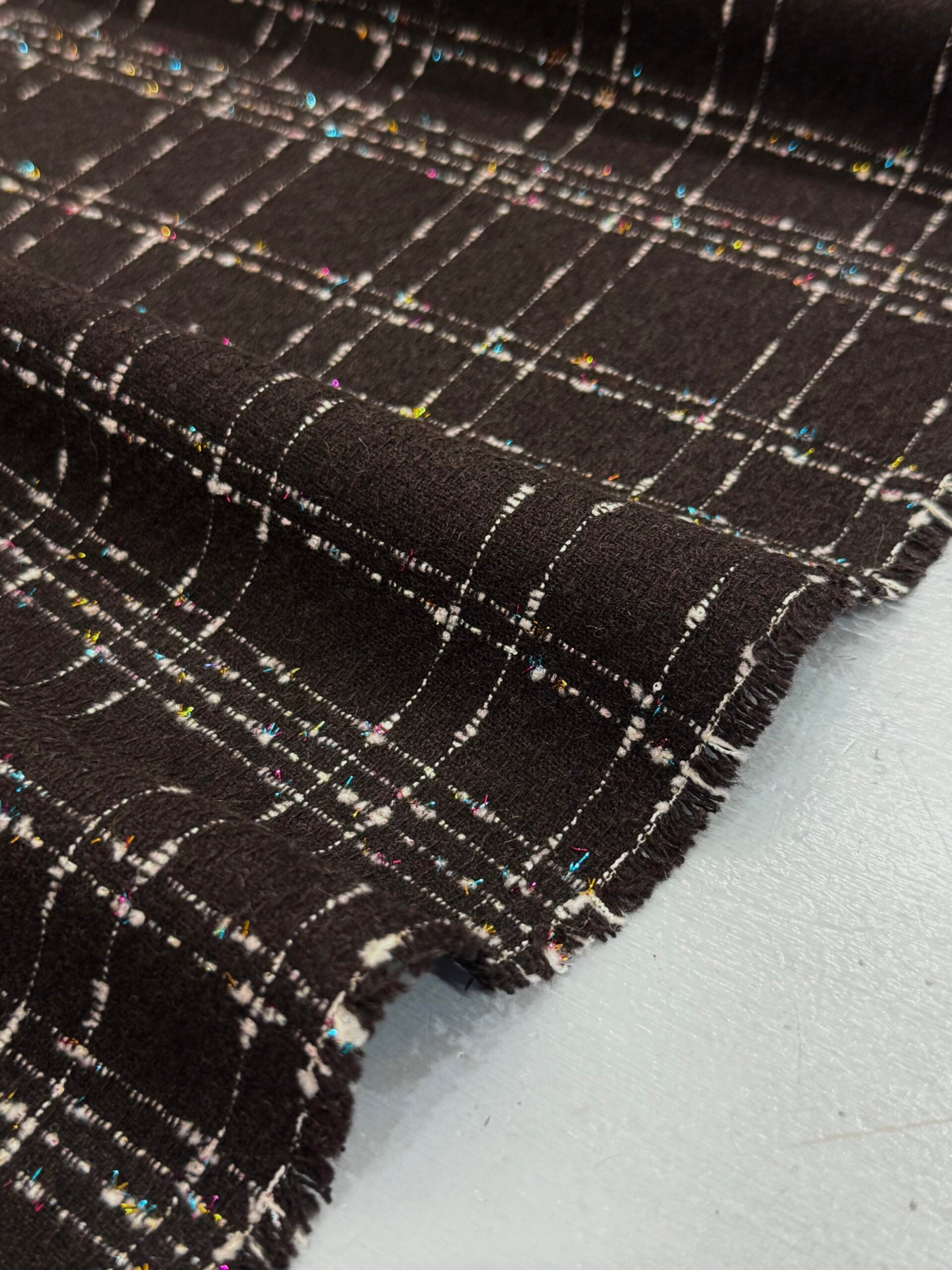 Black And White Check Wool Blend