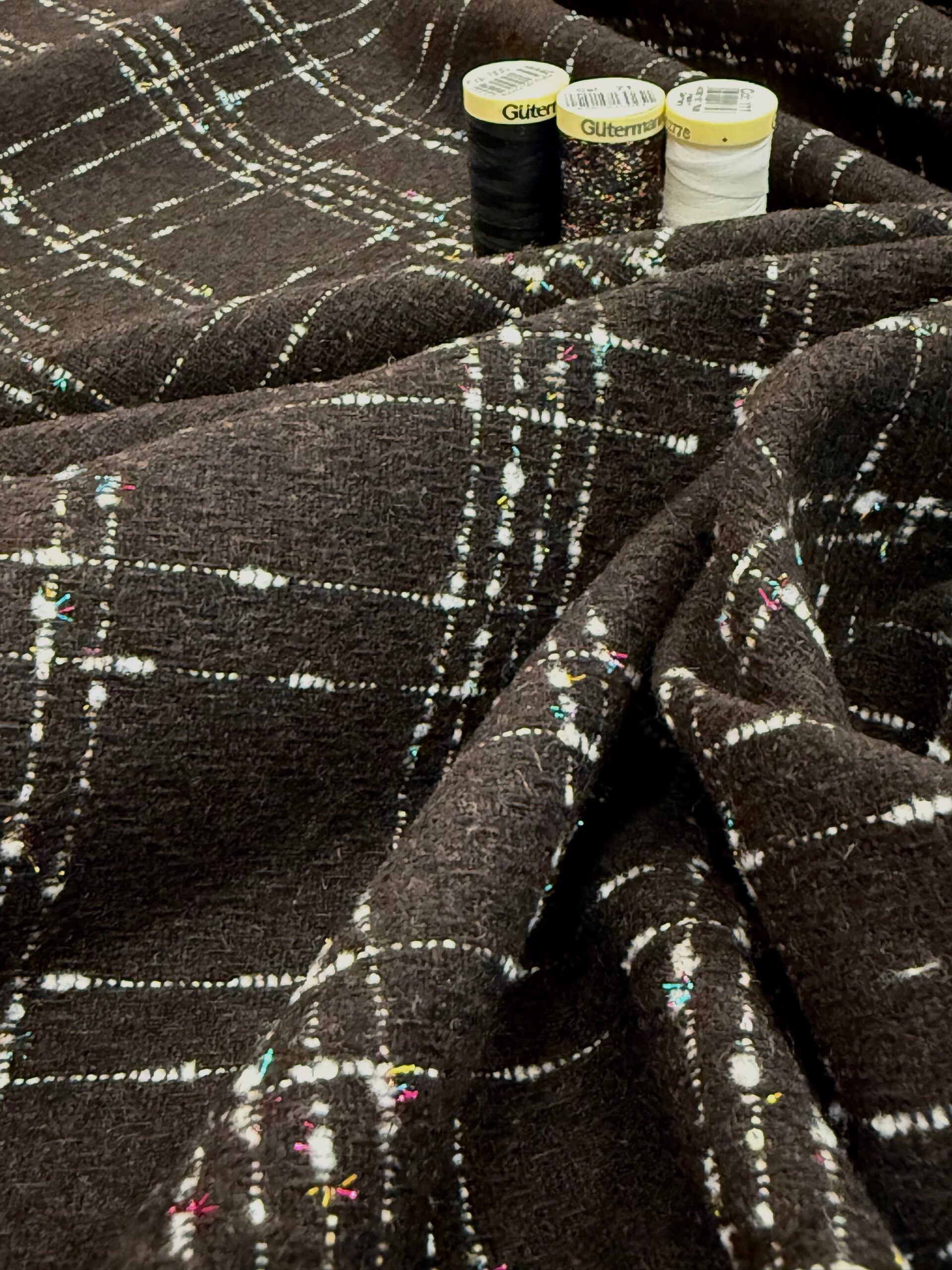 Black And White Check Wool Blend