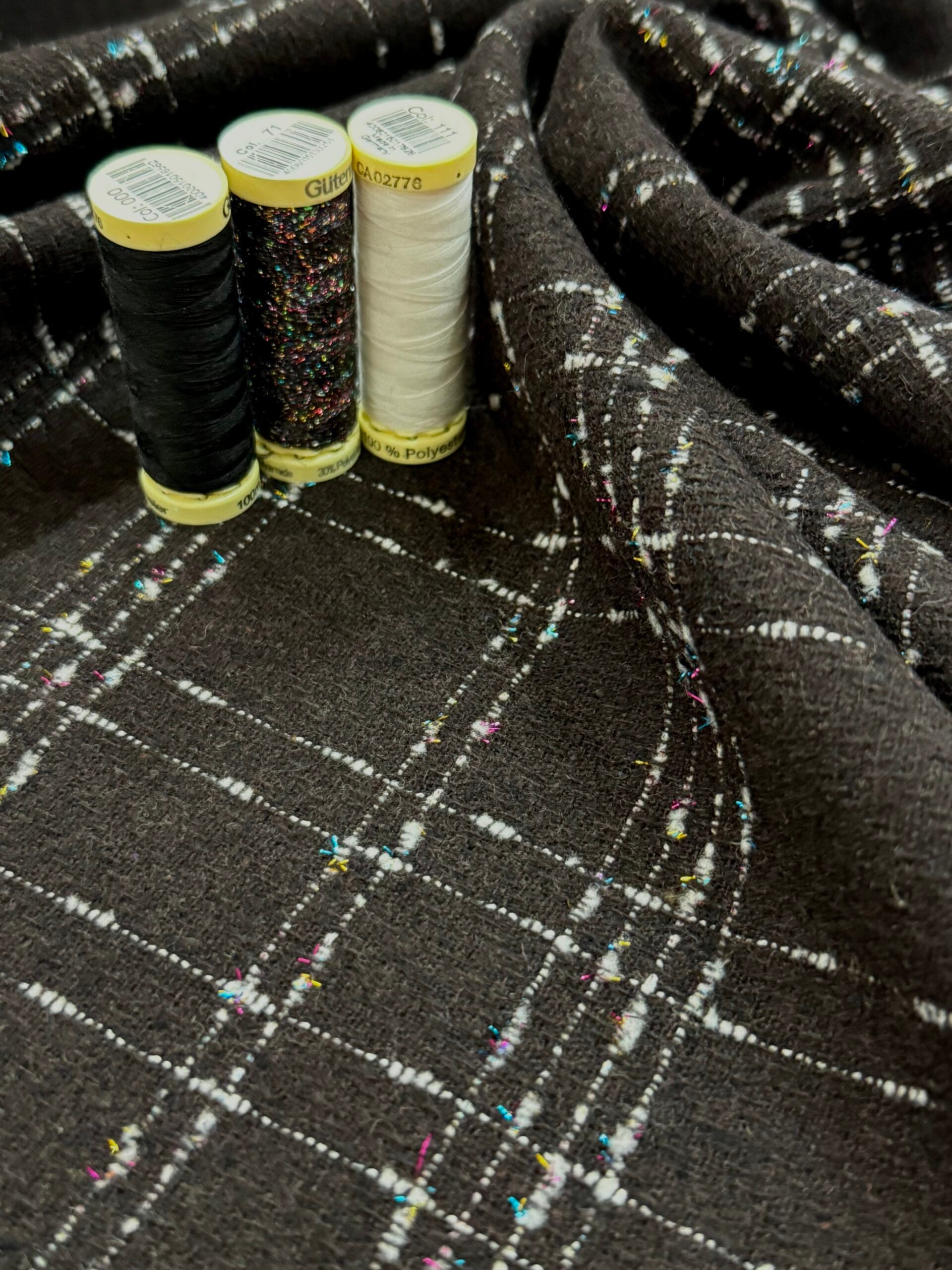 Black And White Check Wool Blend