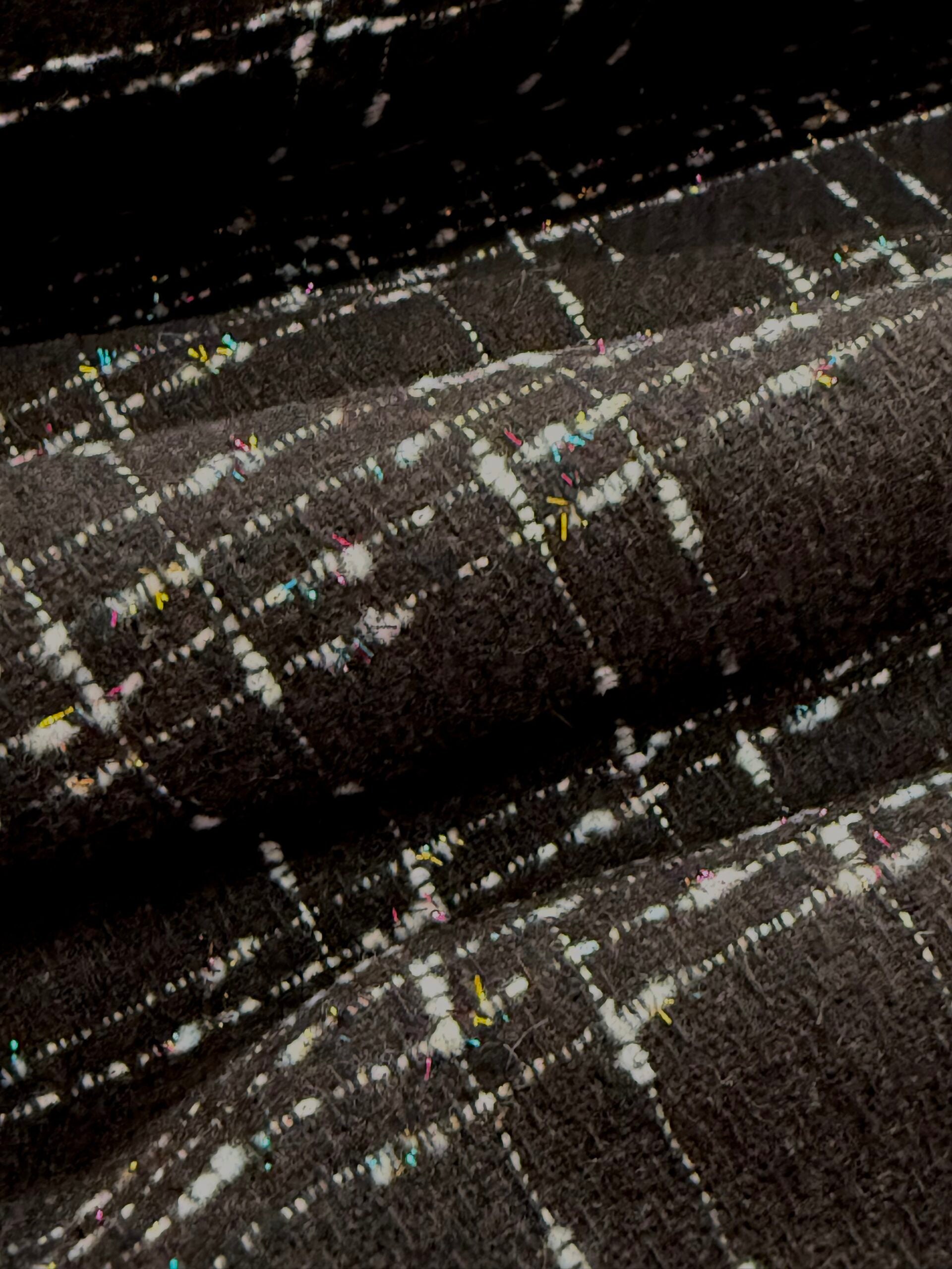 Black And White Check Wool Blend