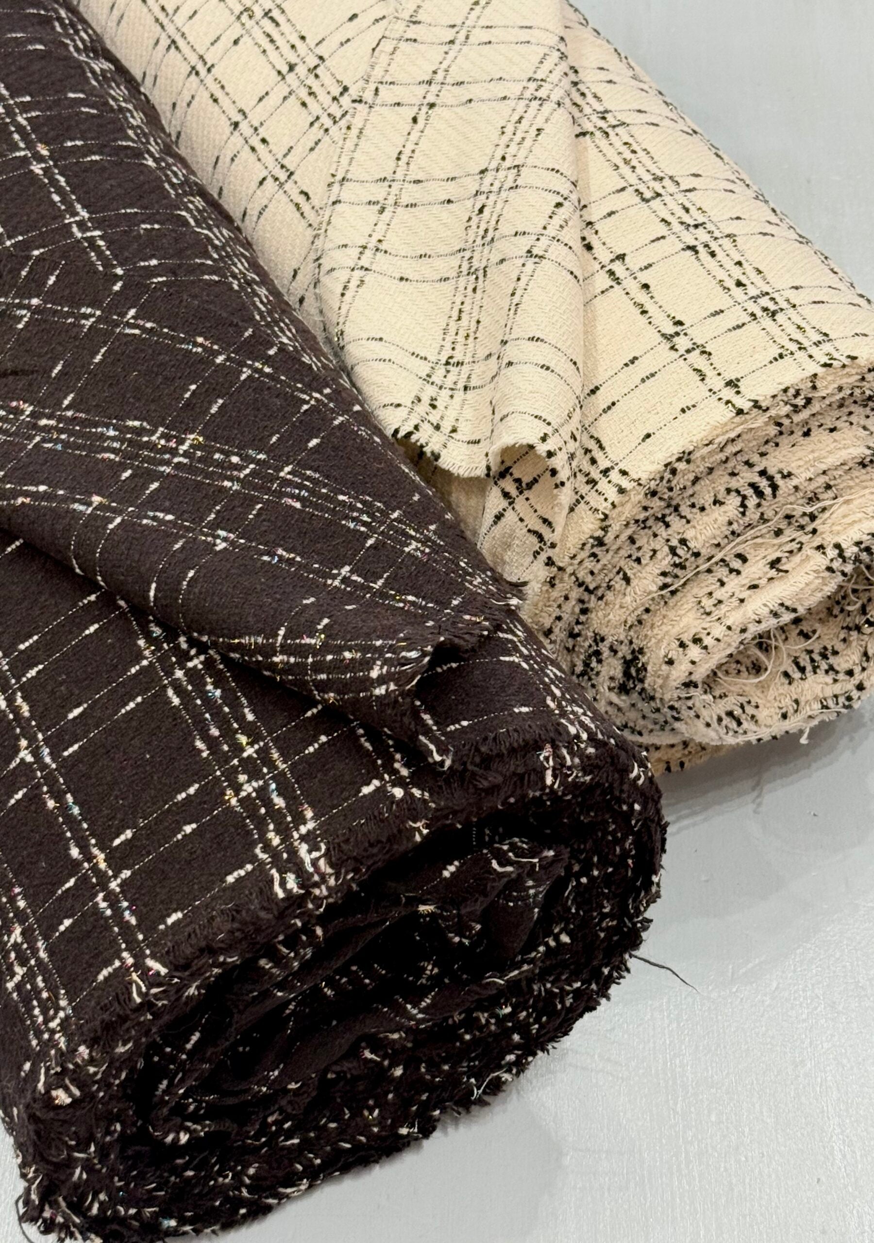 Black And White Check Wool Blend