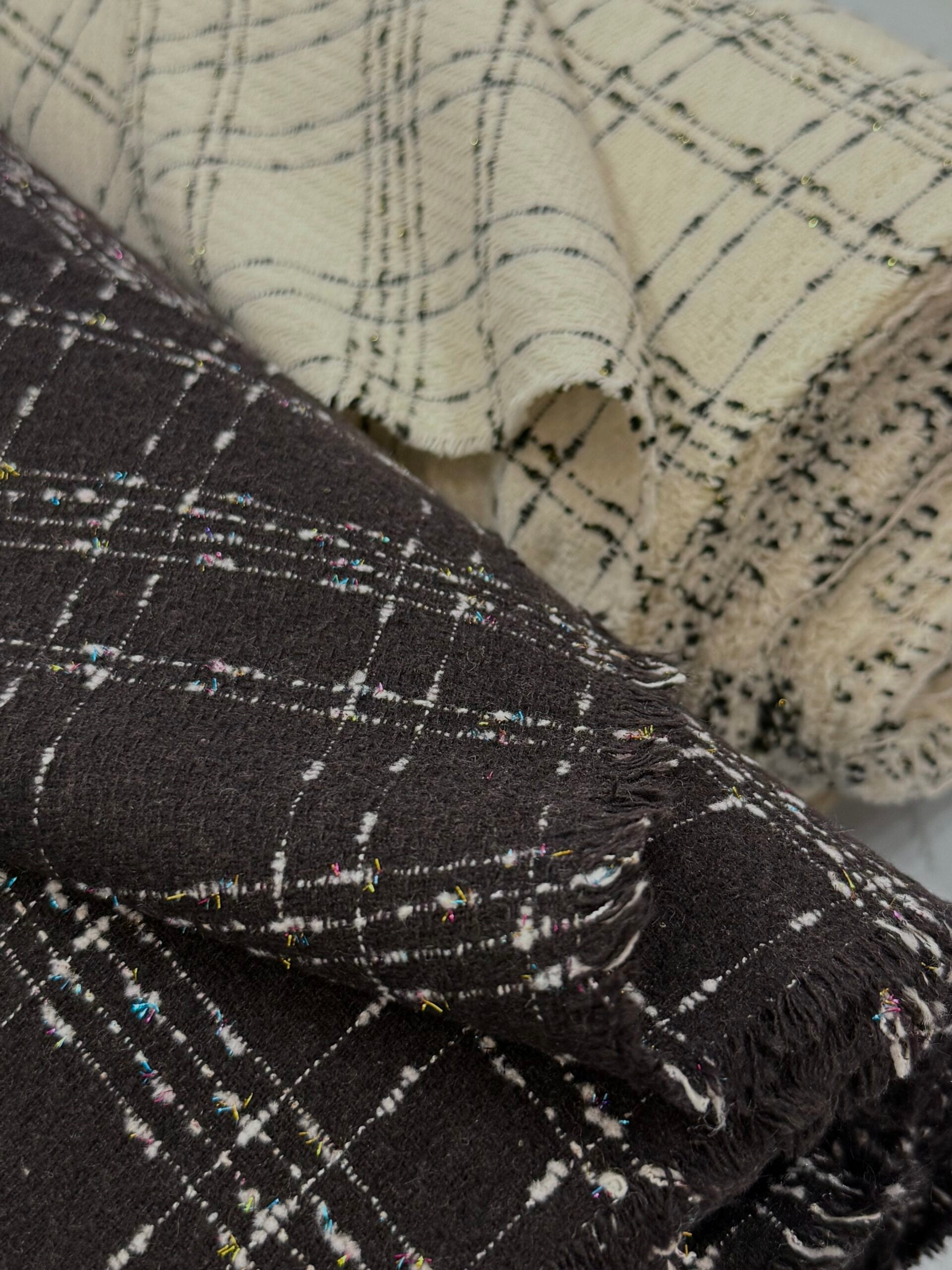 Black And White Check Wool Blend