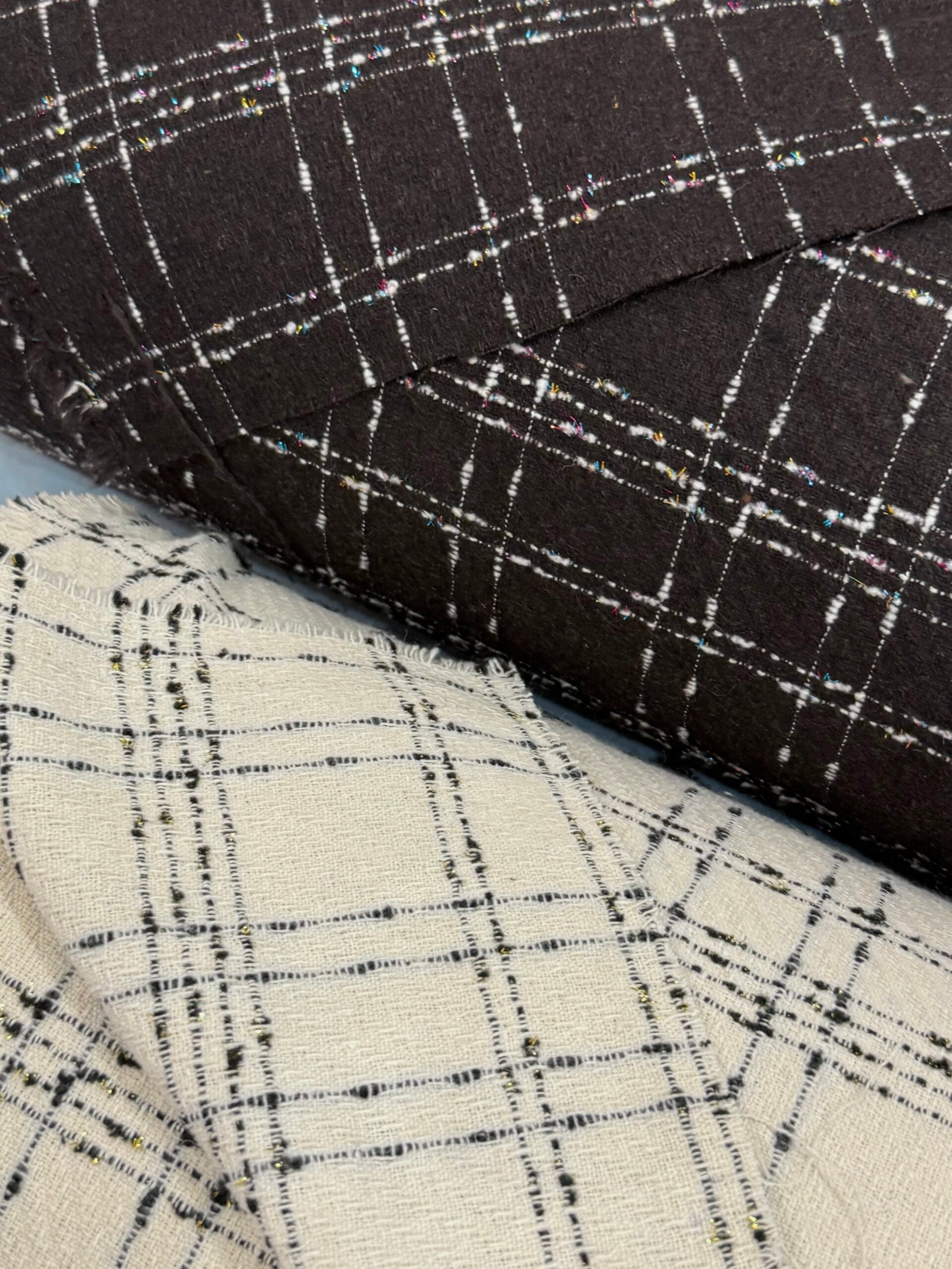 Black And White Check Wool Blend