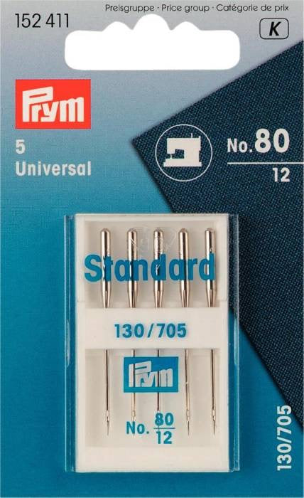 Prym 154411 5 Universal Standard Sewing Machine Needles 80/12 130/705