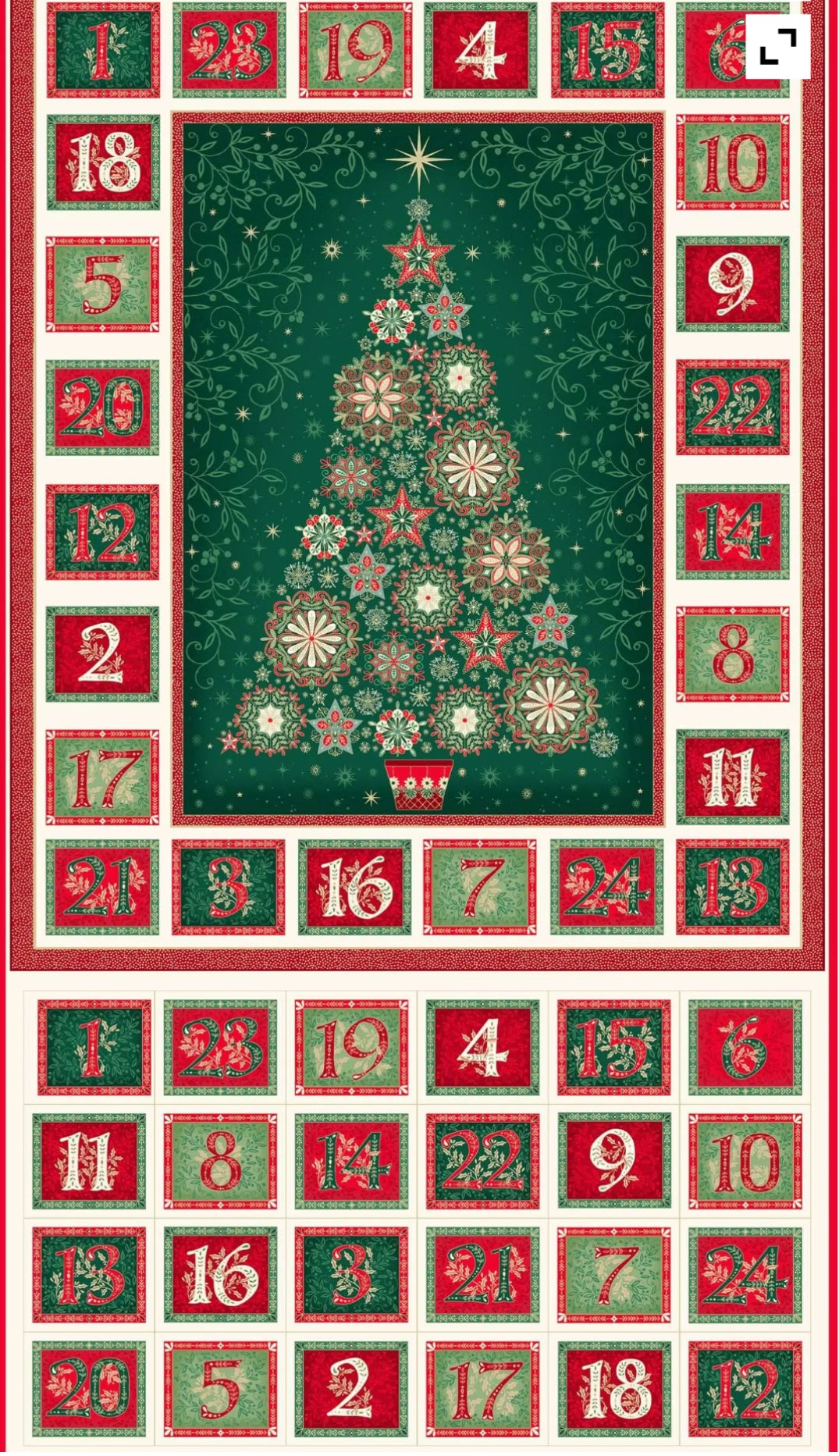 Tidings -  Advent Calendar Panel D 110 By Makower UK