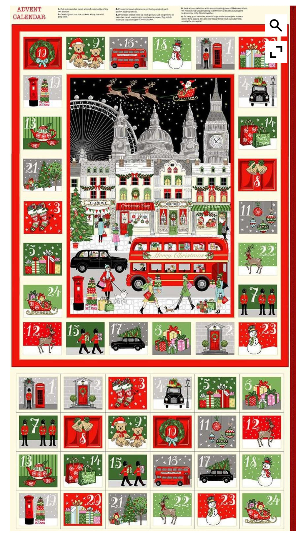 London -  Advent Calendar Panel 2369 By Makower UK