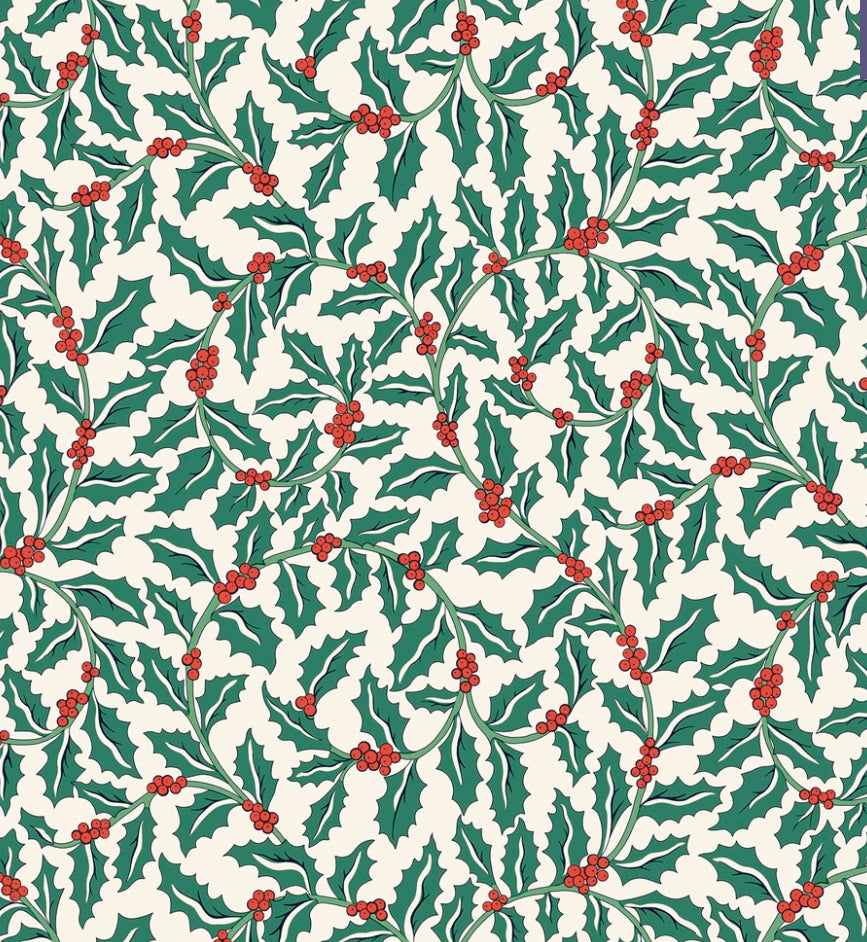 Liberty Quilting Cotton - Festive Greetings - Swirling Holly 432A