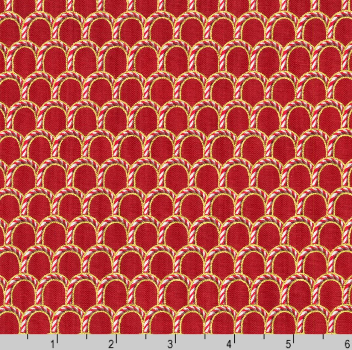 Robert Kaufman Holiday Flourish - Peppermint Twist Crimson