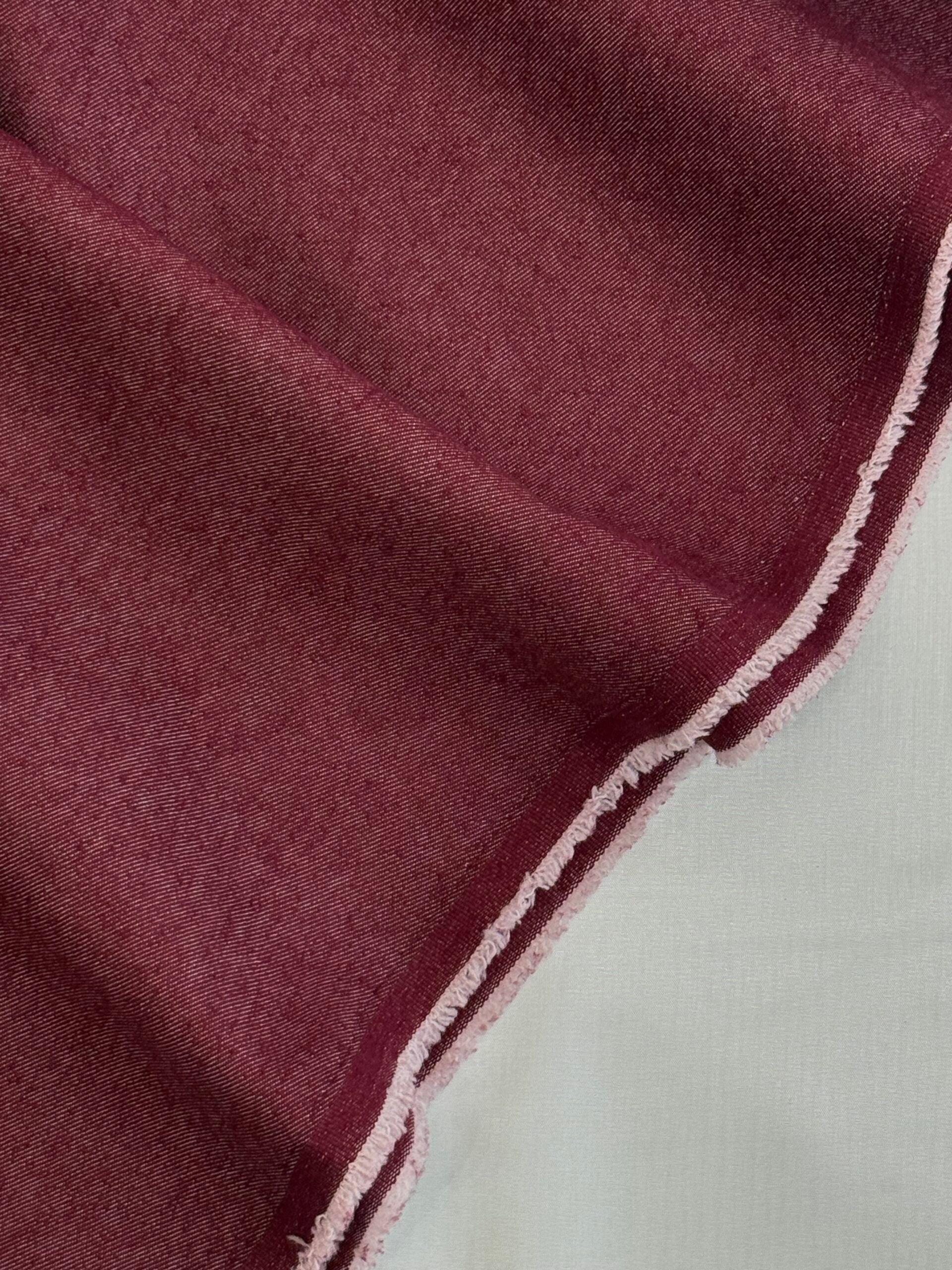 Stretch Washed Denim Twill - Burgundy Wine