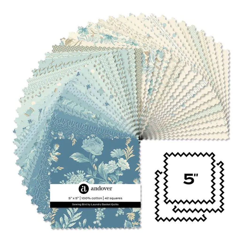 Sewing Bird 5 inch Charm Pack By Edyta Sitar At Laundry Basket Quilts For Andover Fabrics