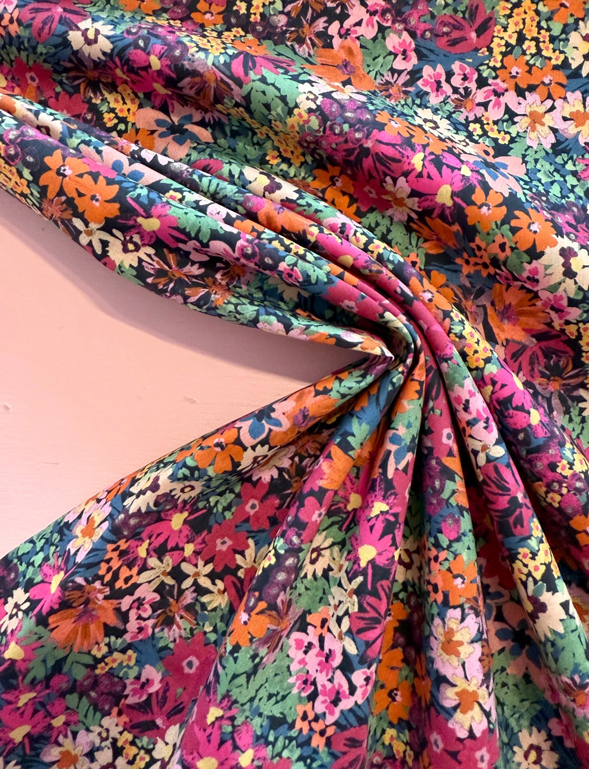 Autumn Flowers Cotton Lawn - Orange