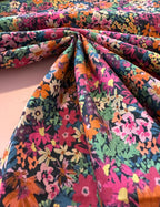 Autumn Flowers Cotton Lawn - Orange