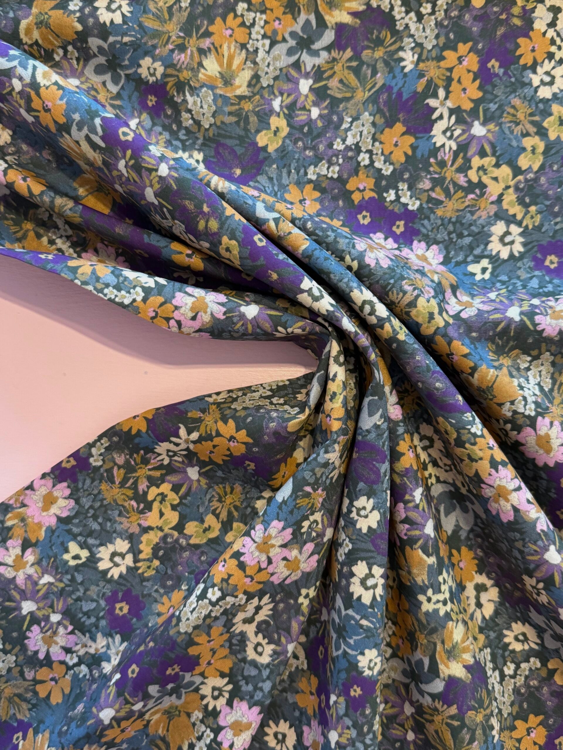 Autumn Flowers Cotton Lawn - Purple