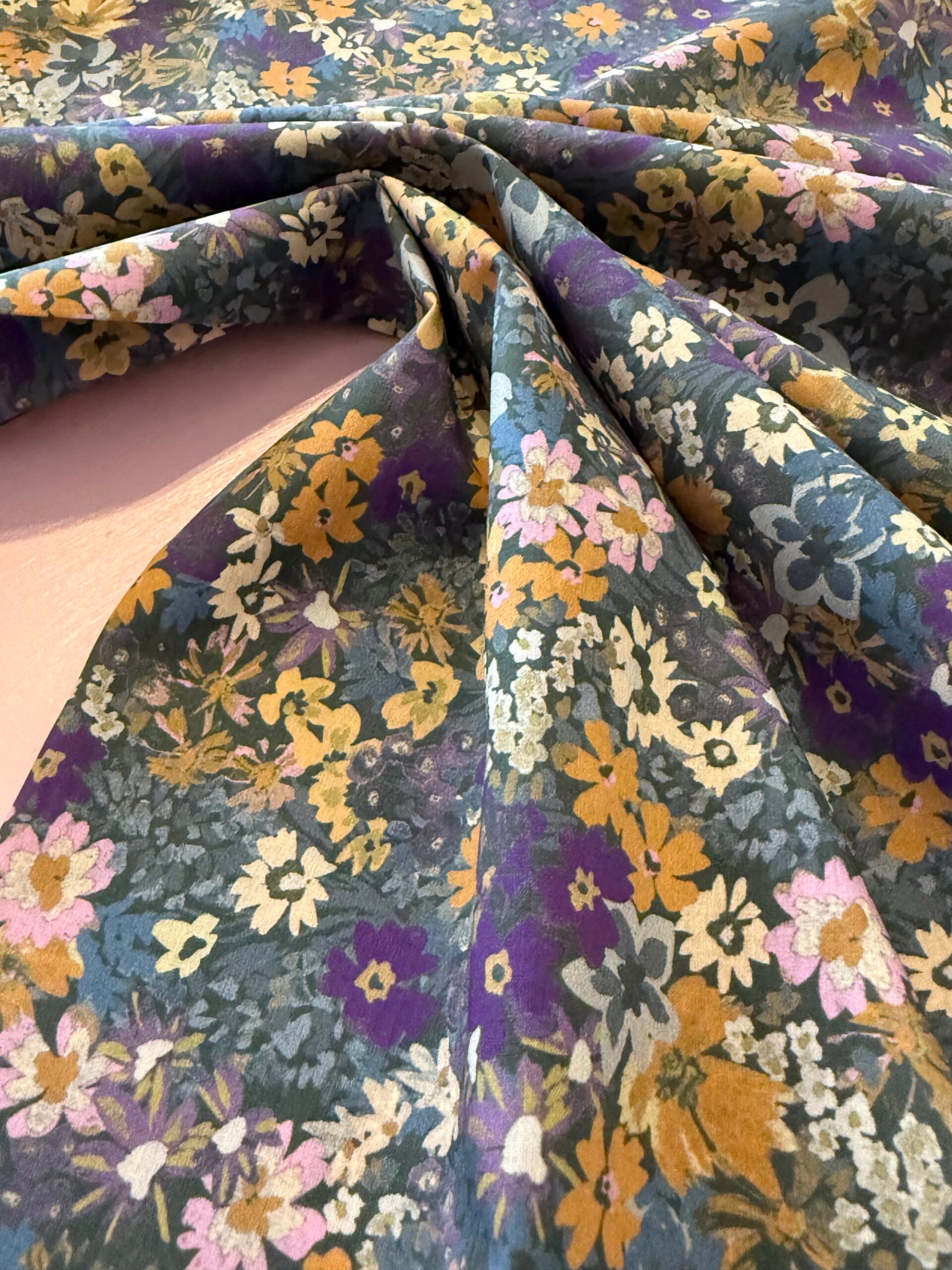 Autumn Flowers Cotton Lawn - Purple