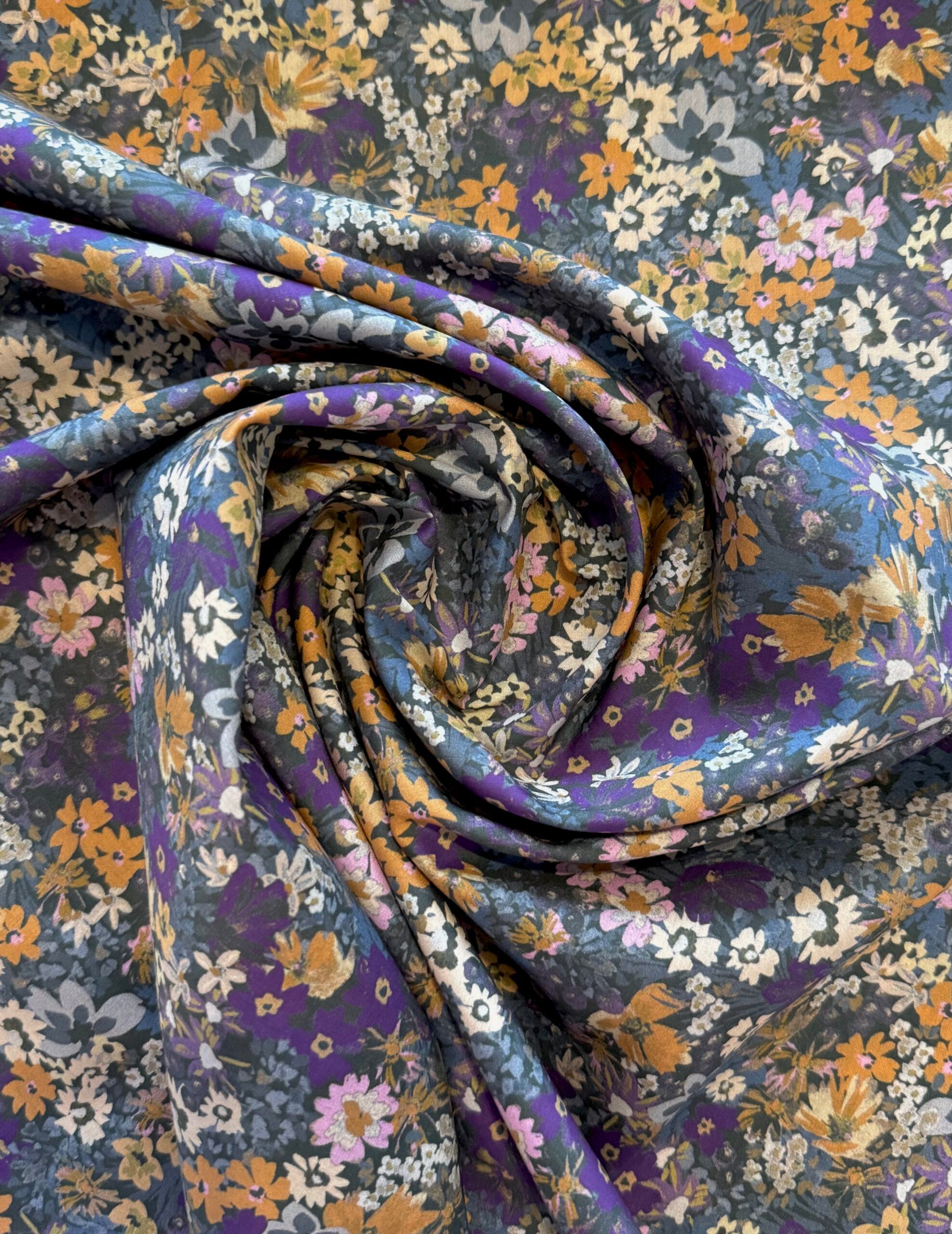 Autumn Flowers Cotton Lawn - Purple