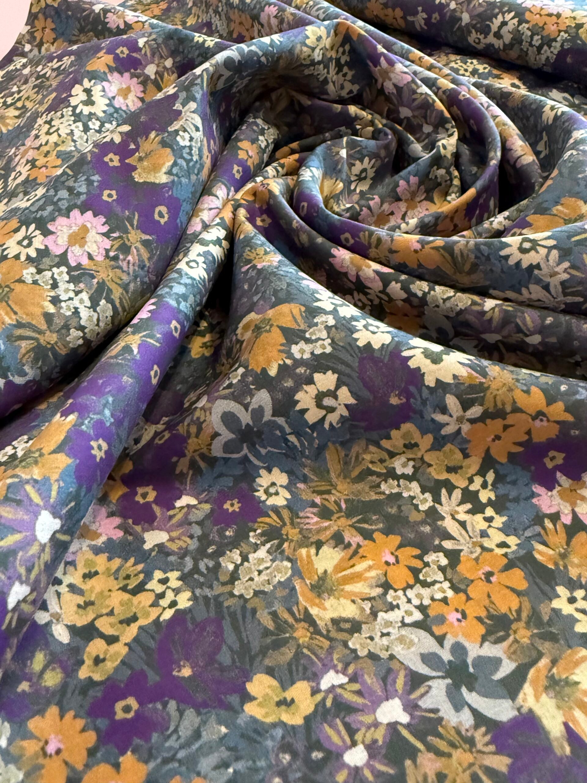 Autumn Flowers Cotton Lawn - Purple