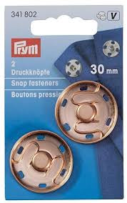 Prym 341802 Rose Gold Snap Fasteners 30mm