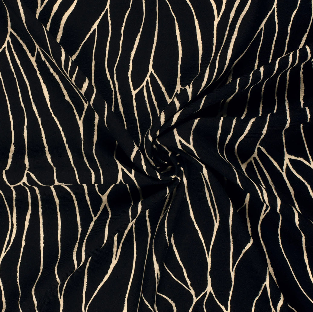 Abstract Viscose Twill - Black