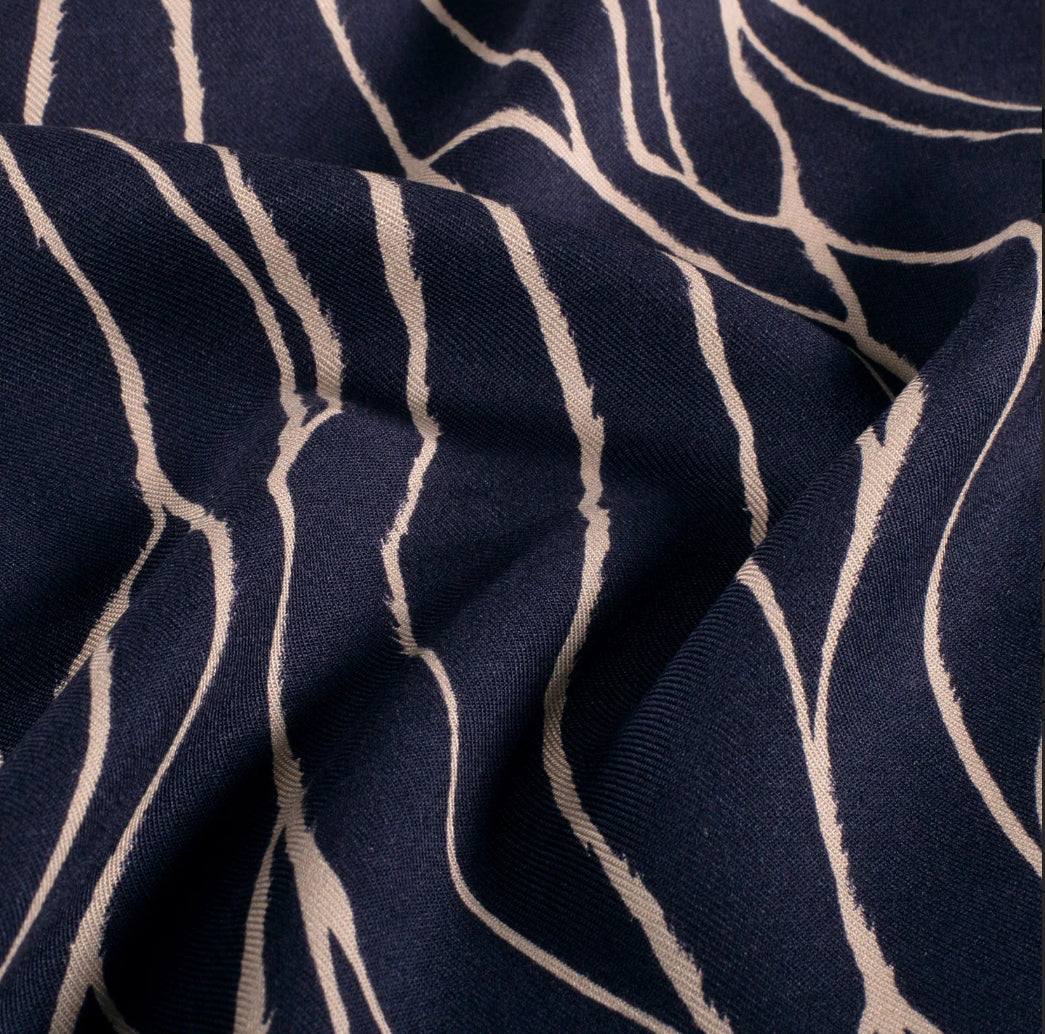 Abstract Viscose Twill - Navy Blue