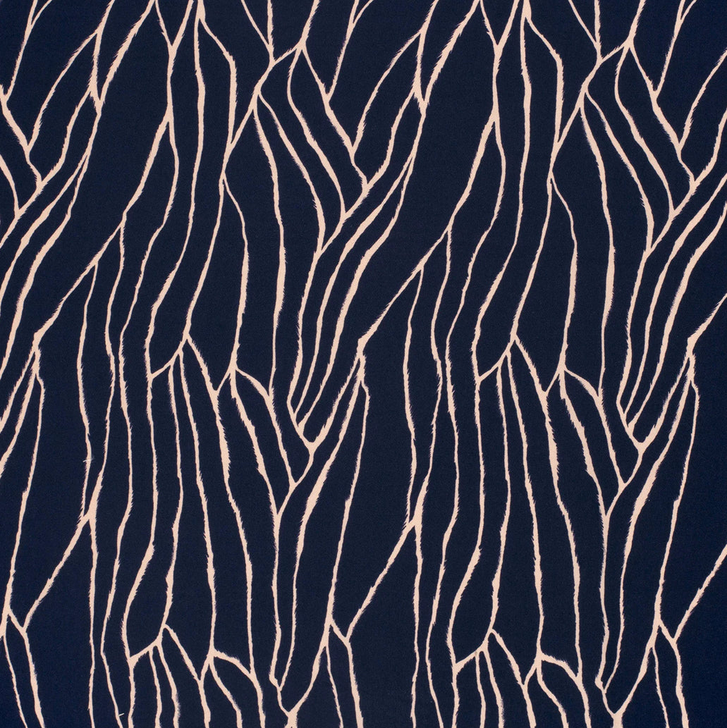 Abstract Viscose Twill - Navy Blue
