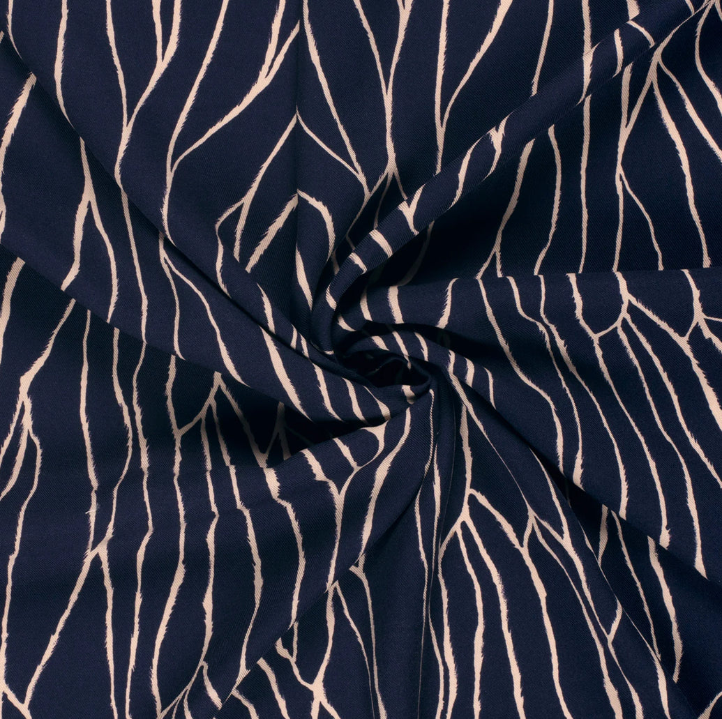 Abstract Viscose Twill - Navy Blue