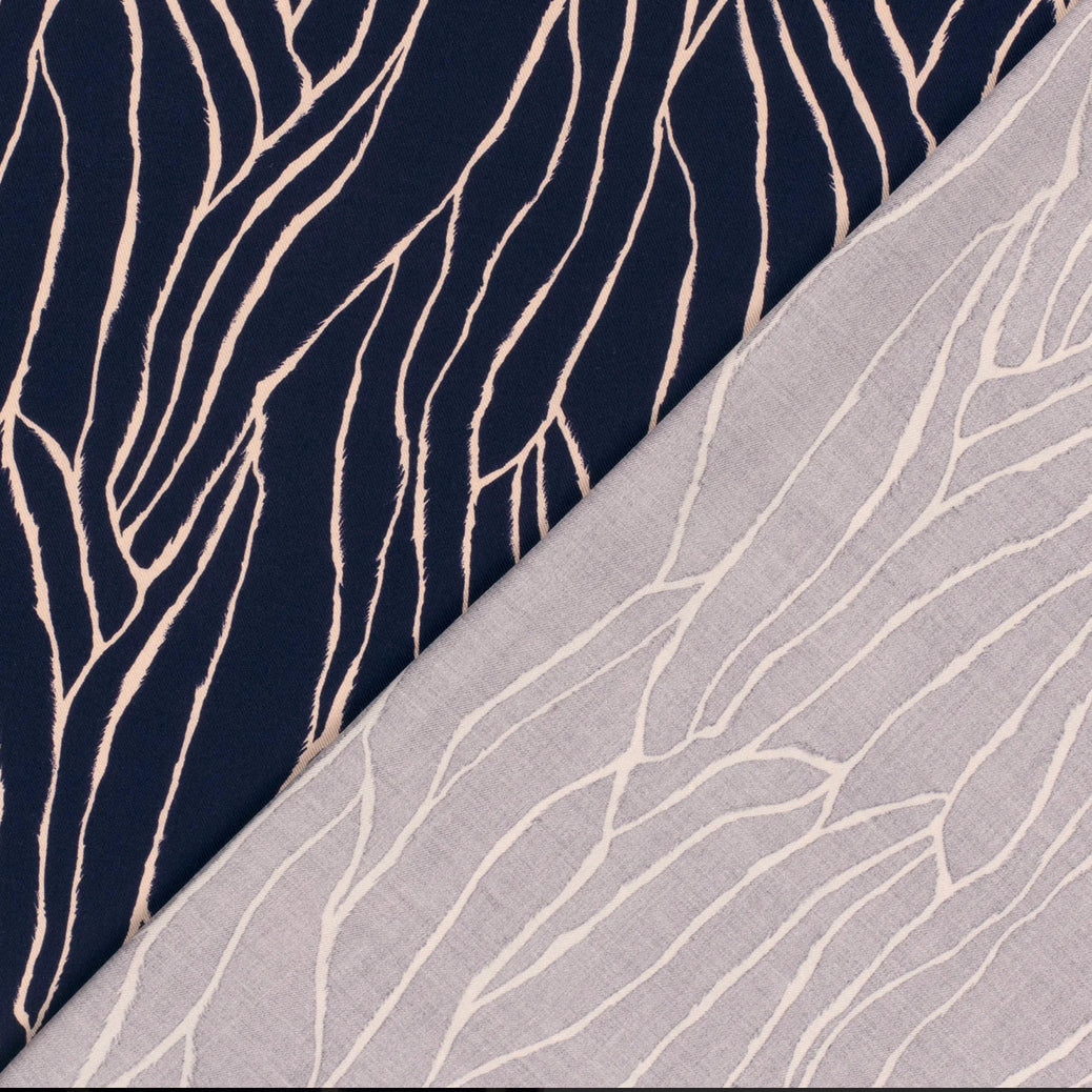 Abstract Viscose Twill - Navy Blue