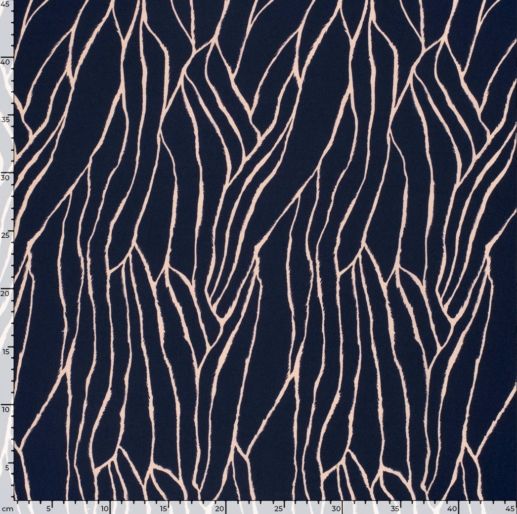 Abstract Viscose Twill - Navy Blue