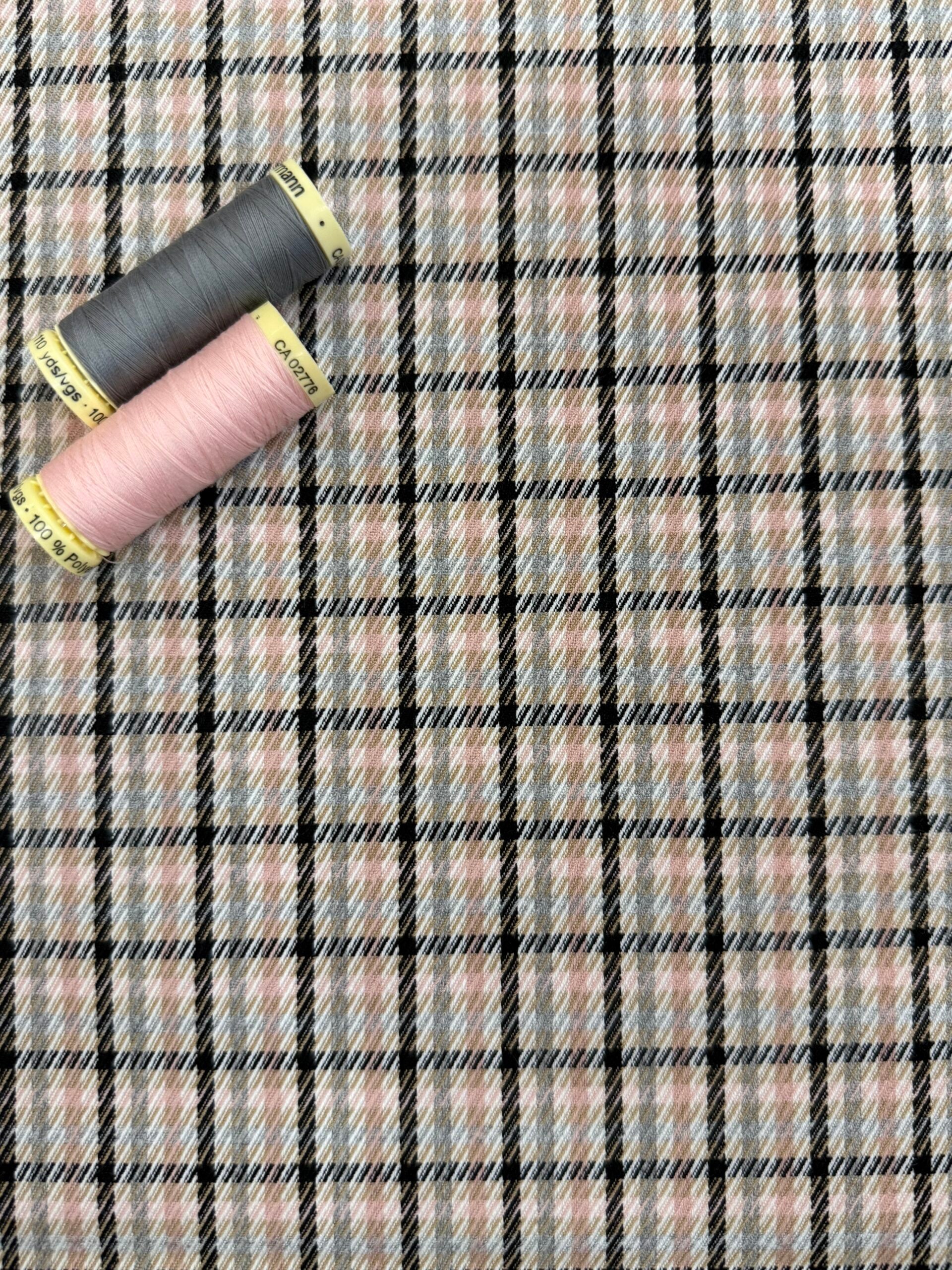 Designer Deadstock Woven Pink Check
