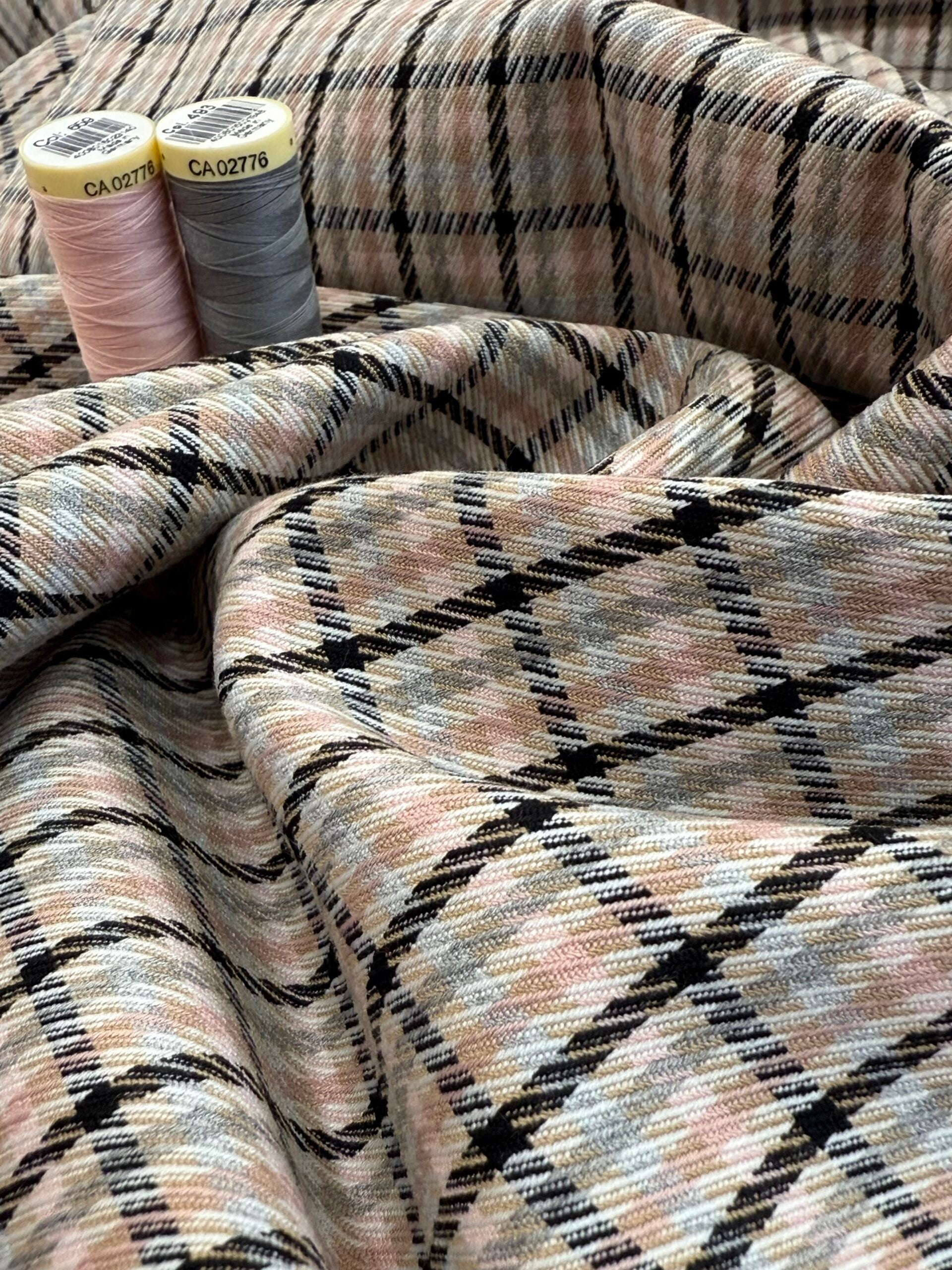 Designer Deadstock Woven Pink Check