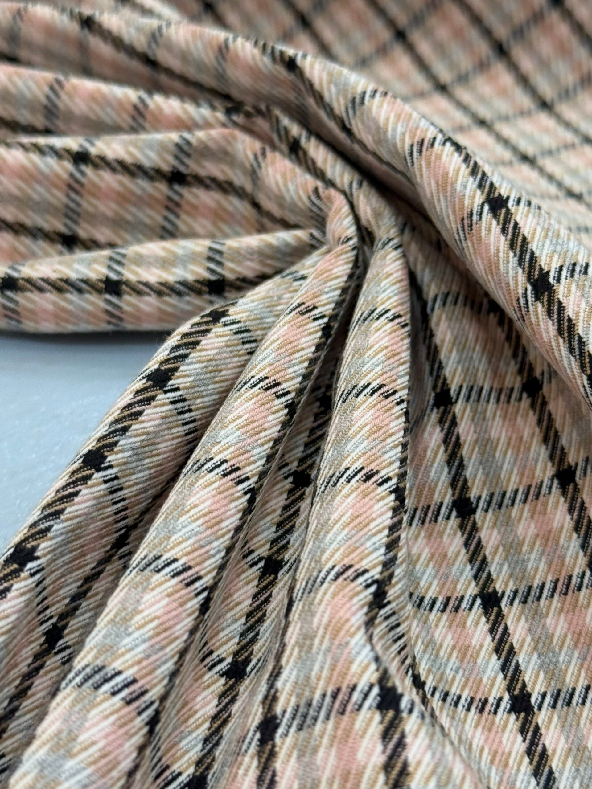 Designer Deadstock Woven Pink Check