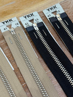 YKK Nickel Free Brass Metal Open End Zip 41cm/16 inch Various Colours