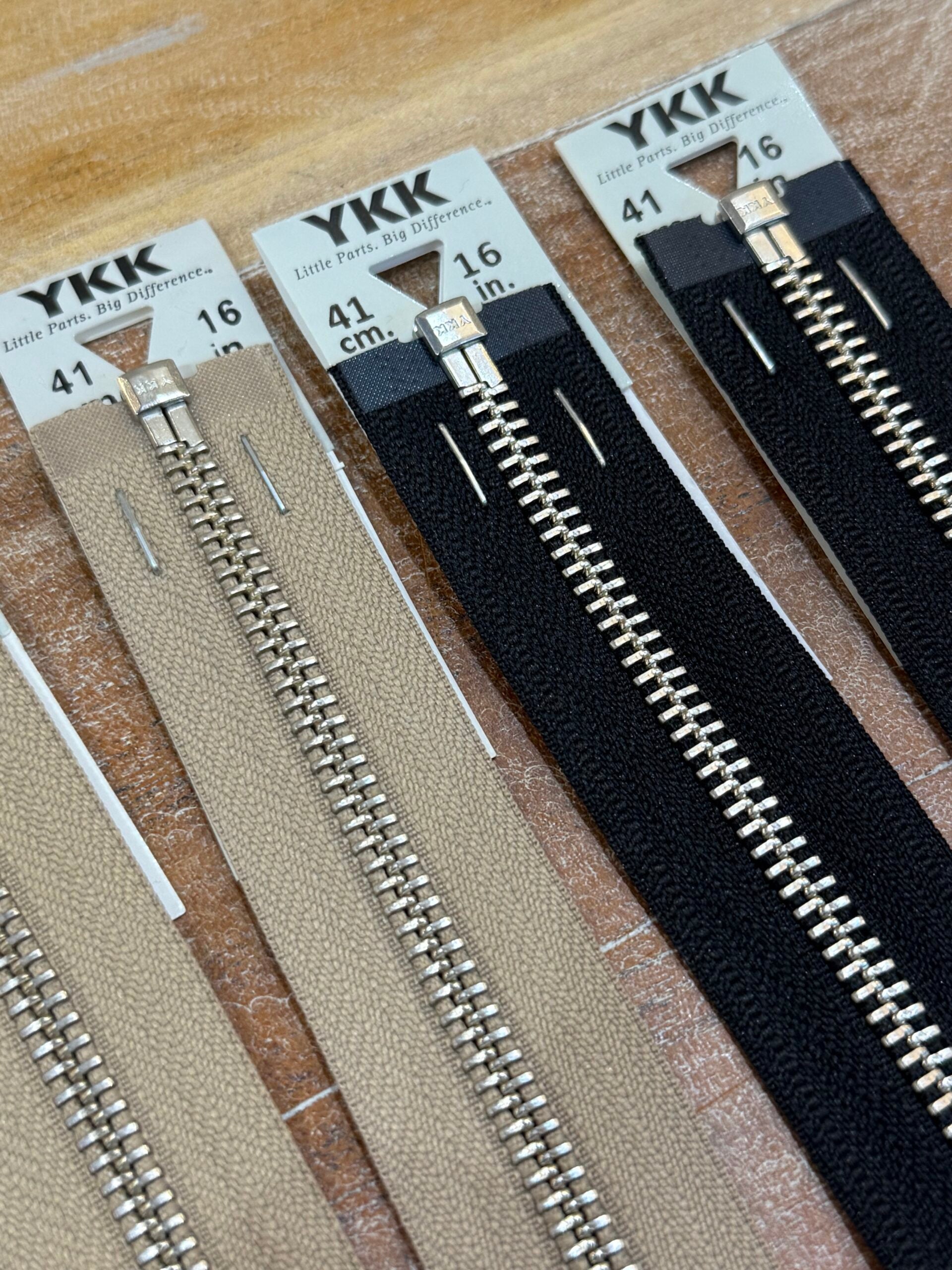 YKK Nickel Free Brass Metal Open End Zip 41cm/16 inch Various Colours