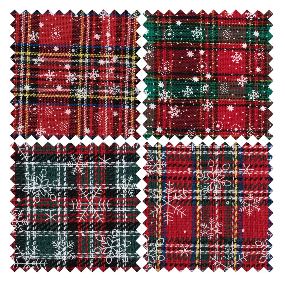 Red Printed Tartan Fat Quarter Bundle x4