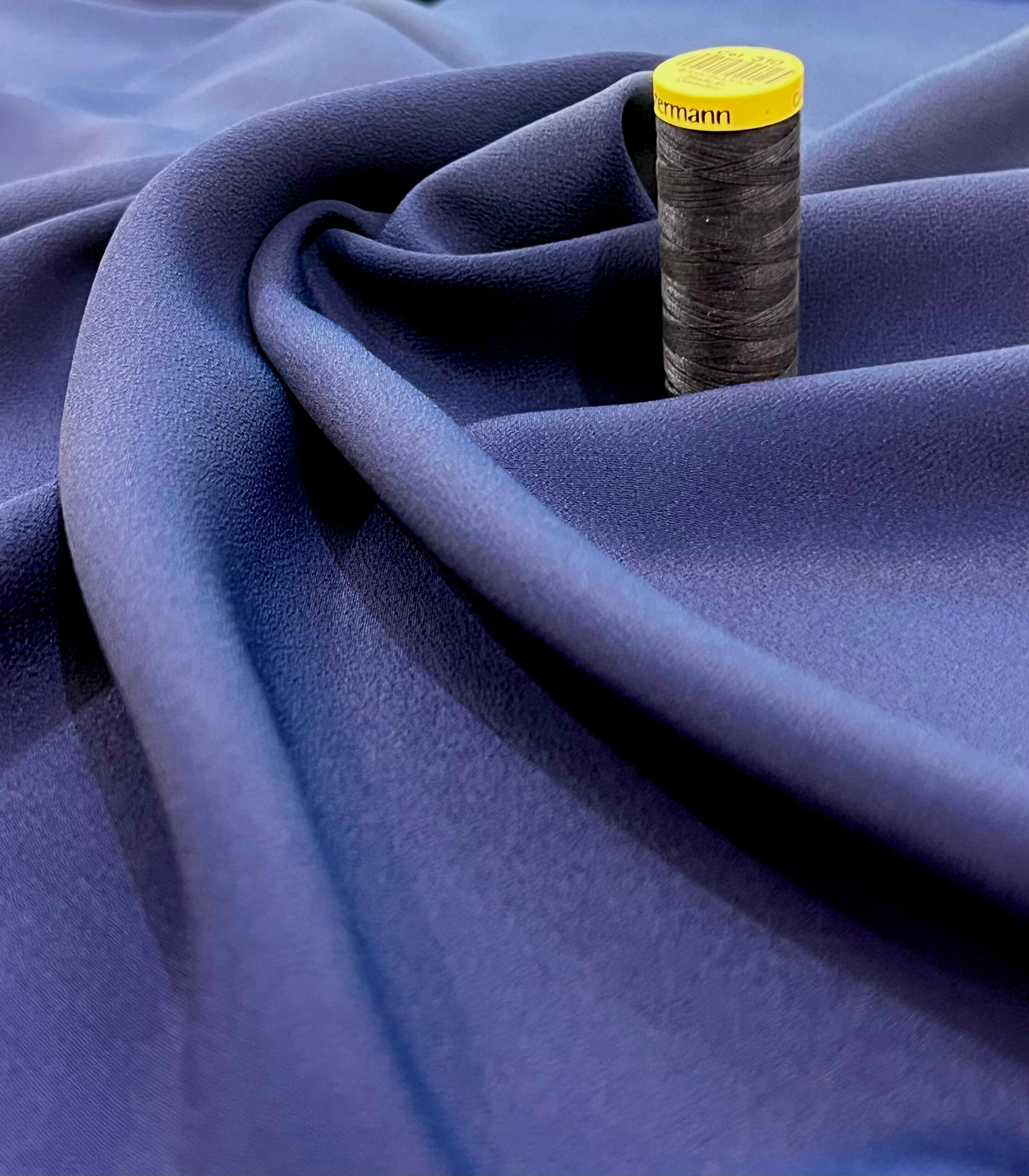 Ink Blue Acetate/Silk Blend Crepe