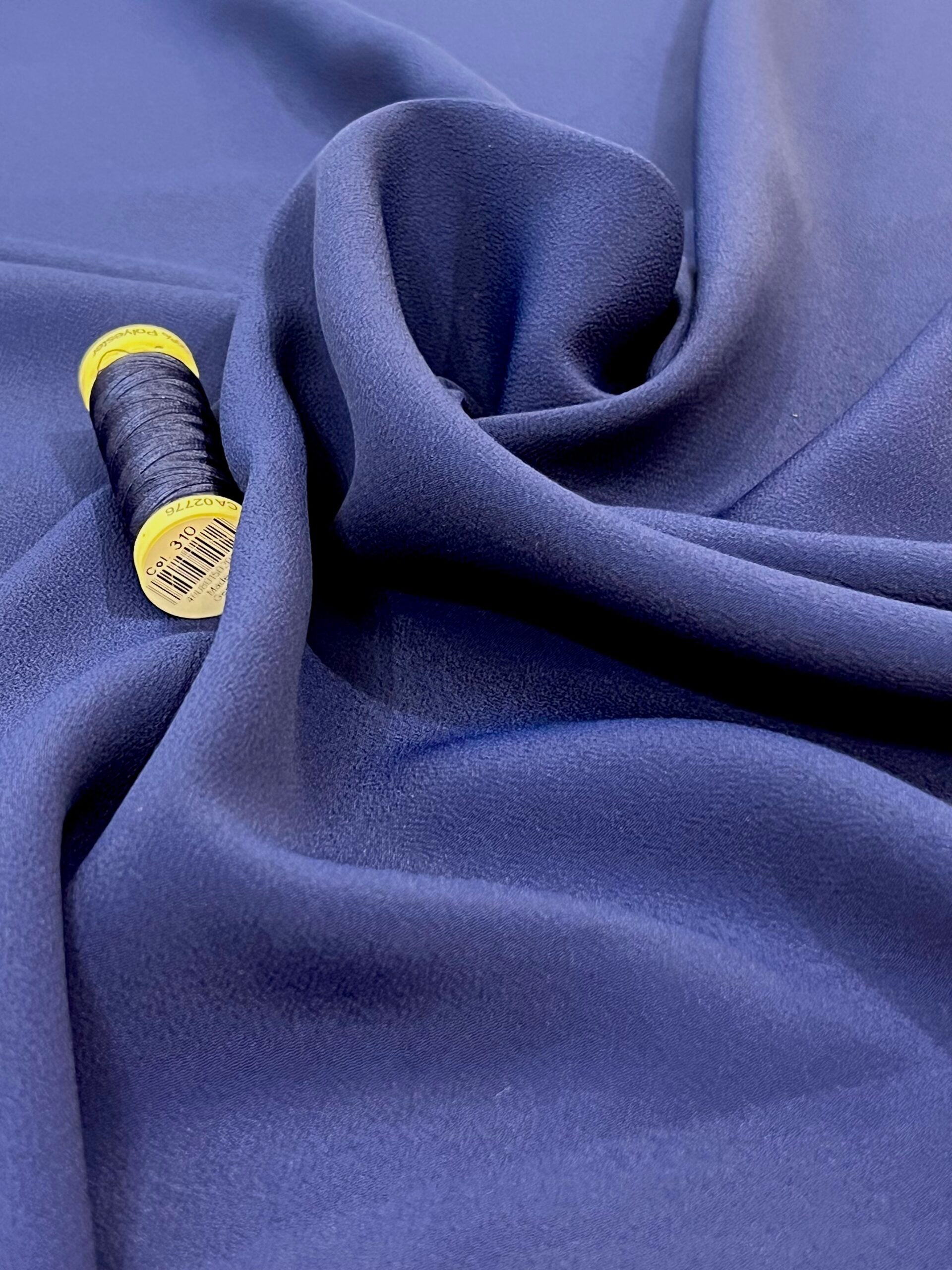 Ink Blue Acetate/Silk Blend Crepe