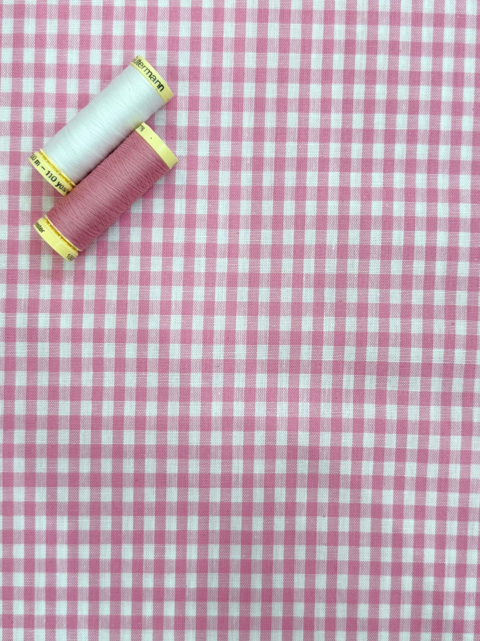 Yarn Dyed Gingham Check - Pink And White - 70cm Remnant