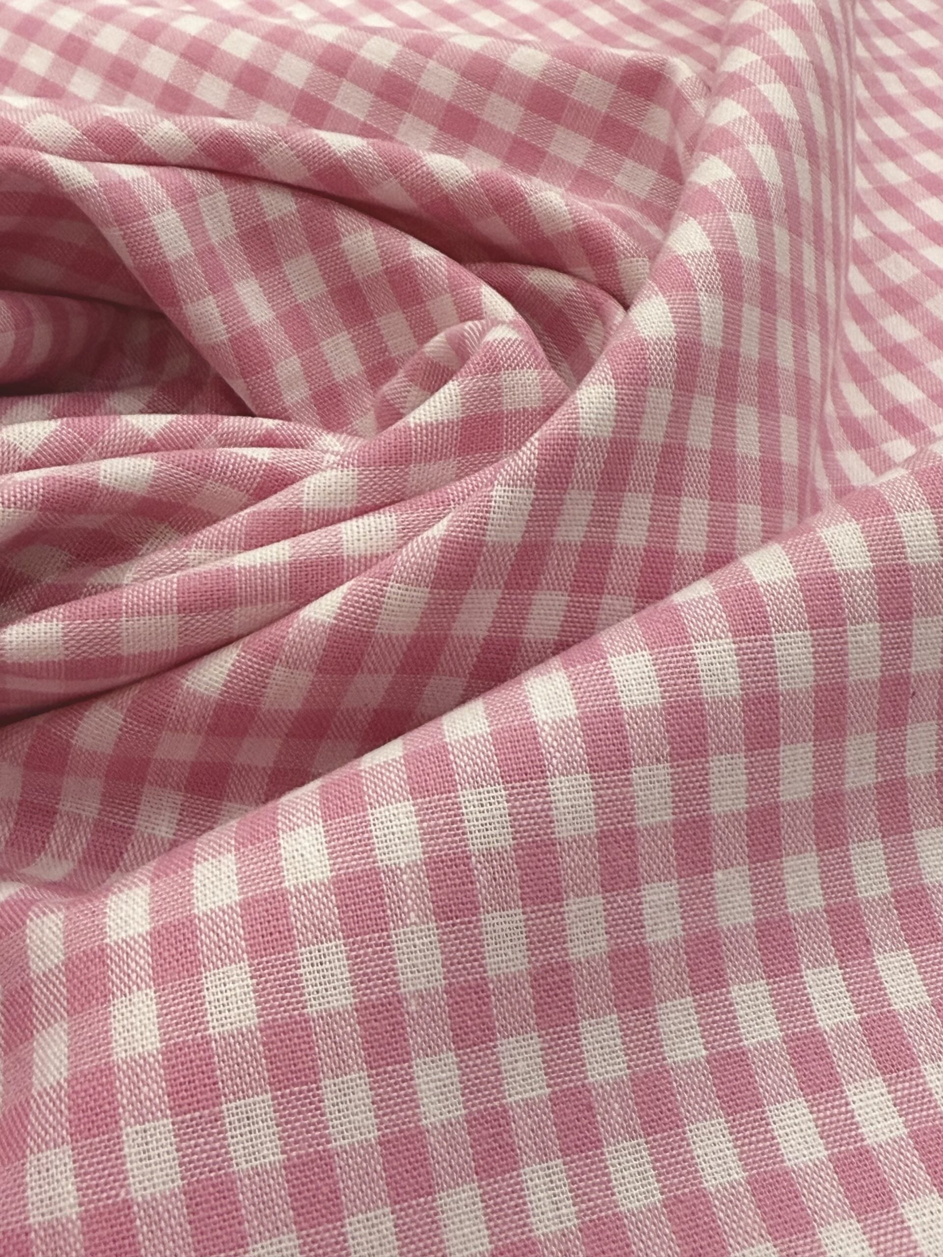 Yarn Dyed Gingham Check - Pink And White - 70cm Remnant