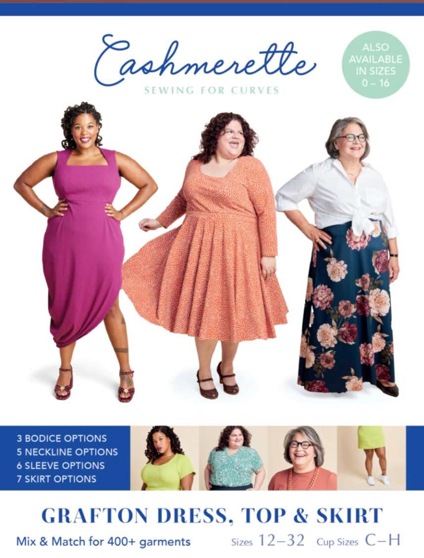 Cashmerette Grafton Dress, Top And Skirt Sizes 12-32