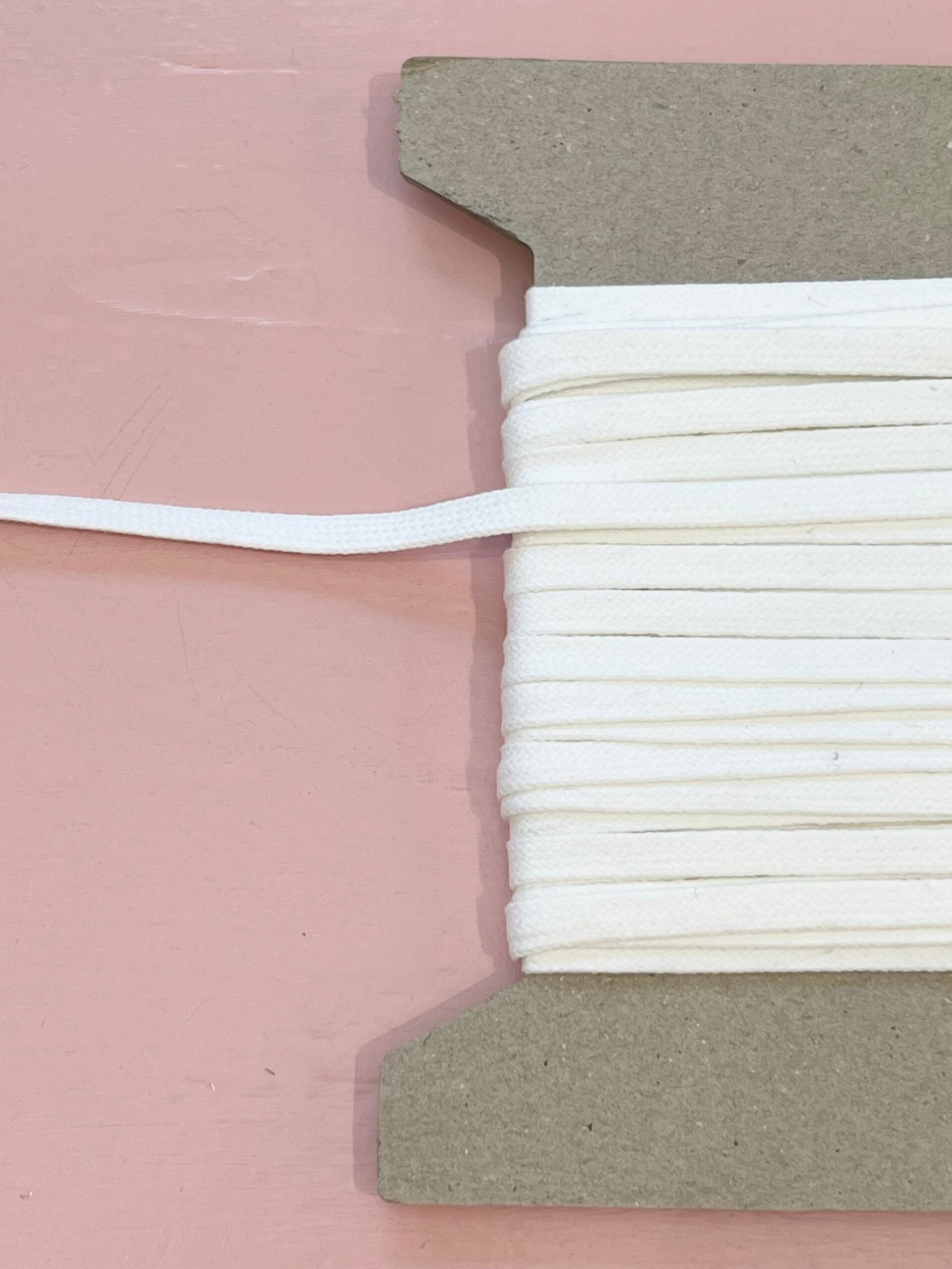 White Cotton Tubular Drawstring Tape 8mm