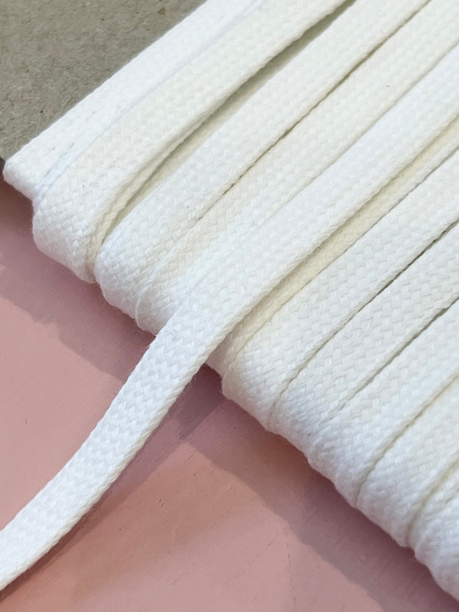 White Cotton Tubular Drawstring Tape 8mm