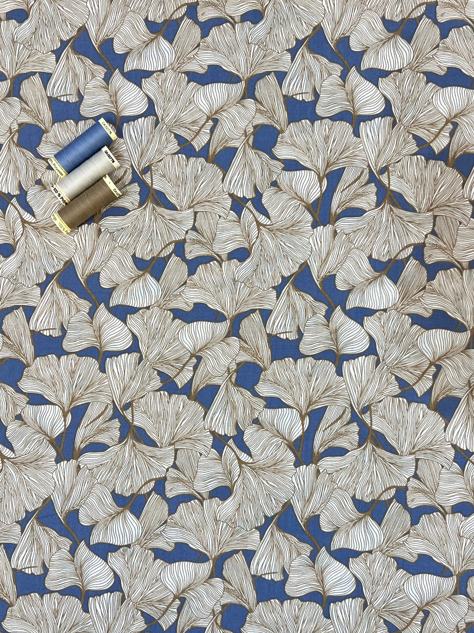 Ginkgo Viscose Wedgewood Blue 45cm Remnant