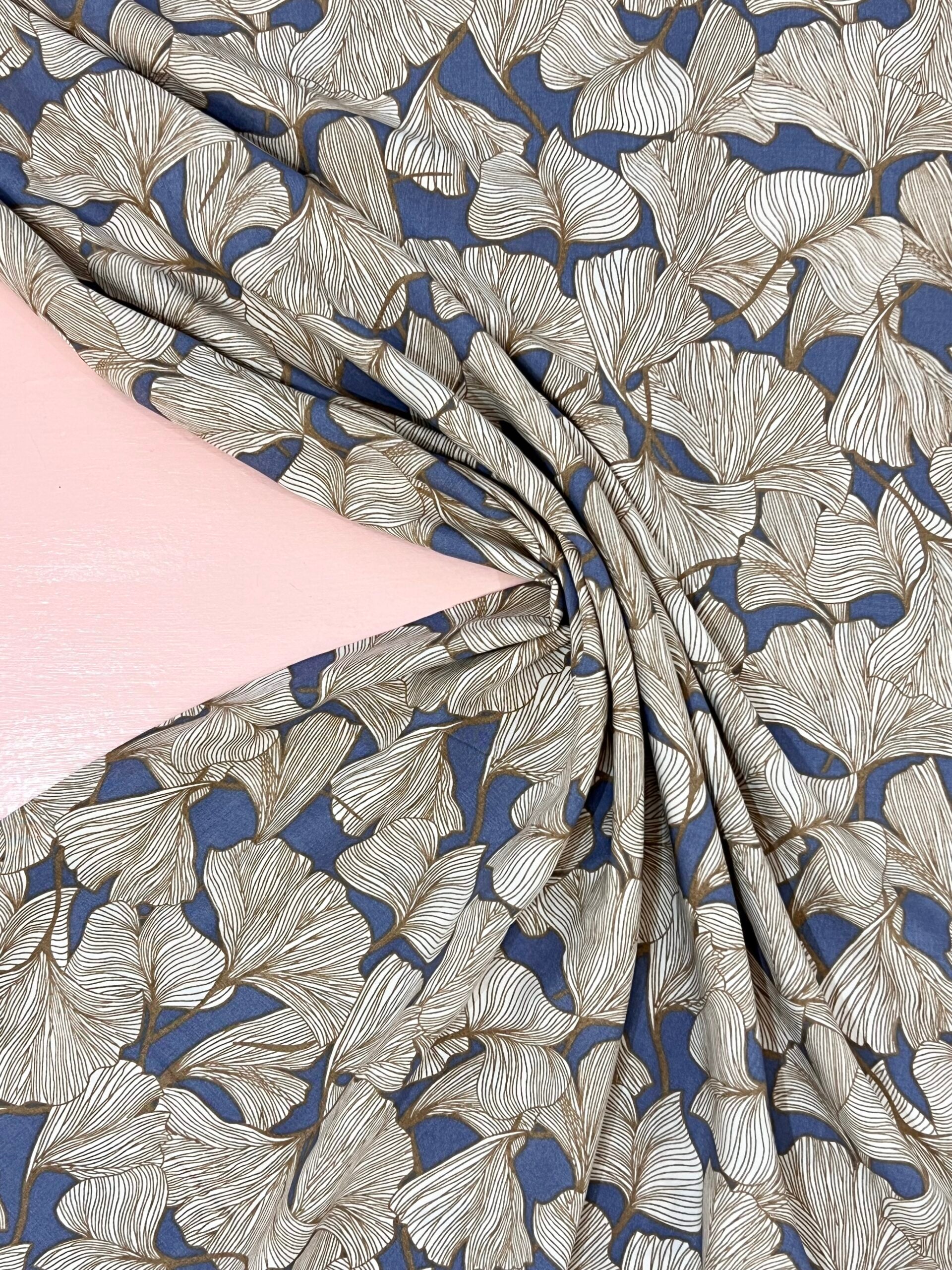 Ginkgo Viscose Wedgewood Blue 45cm Remnant