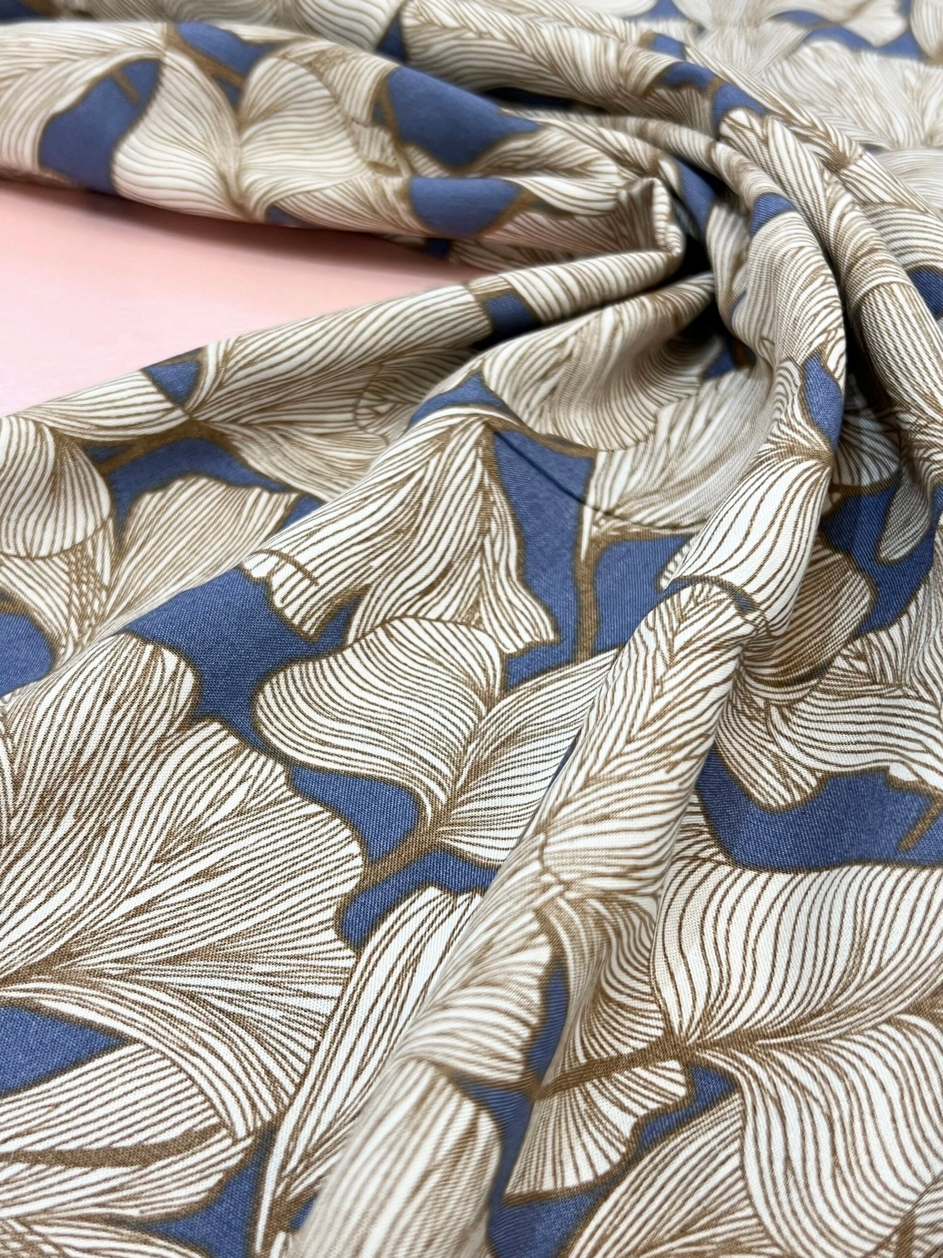 Ginkgo Viscose Wedgewood Blue 45cm Remnant